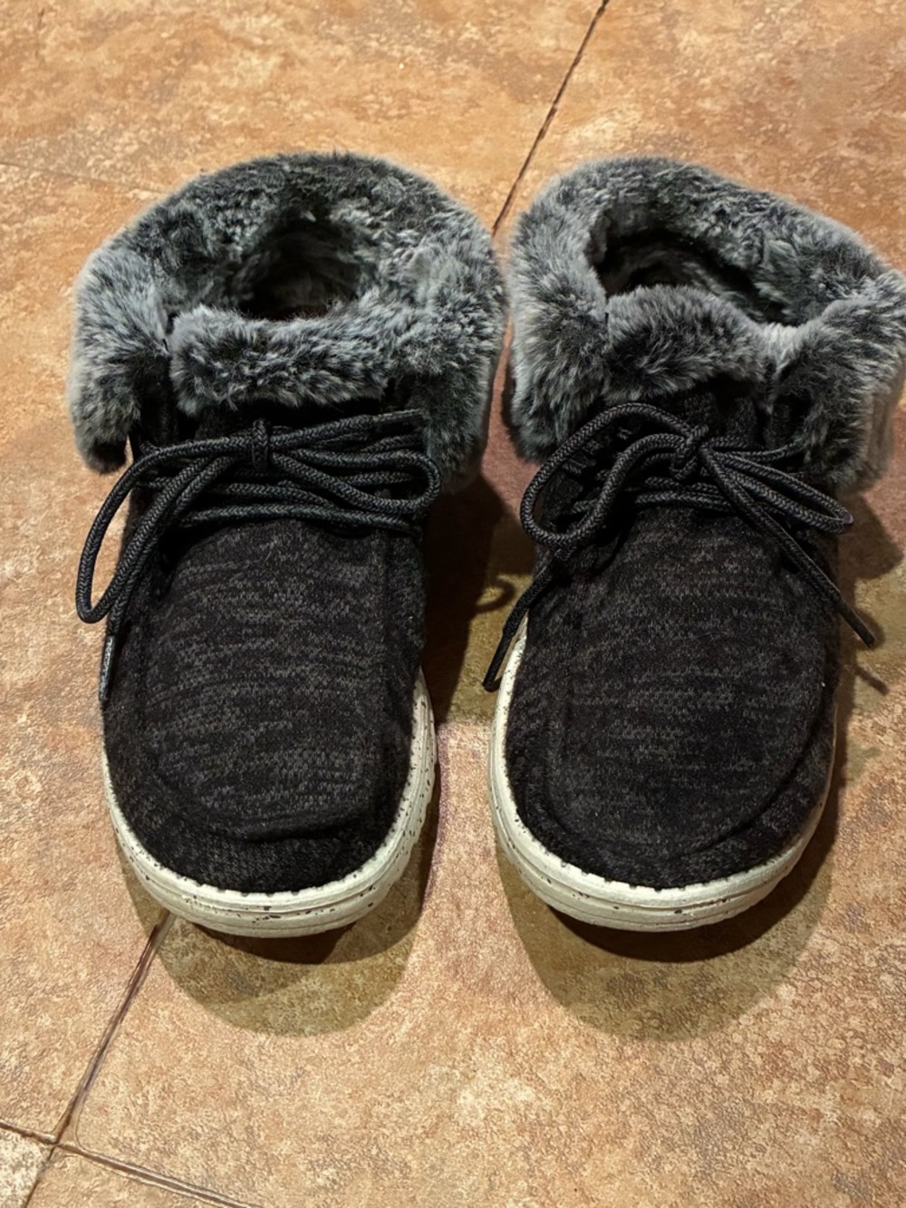 Hey Dude Women's Black Faux Fur Lined Winter Boots